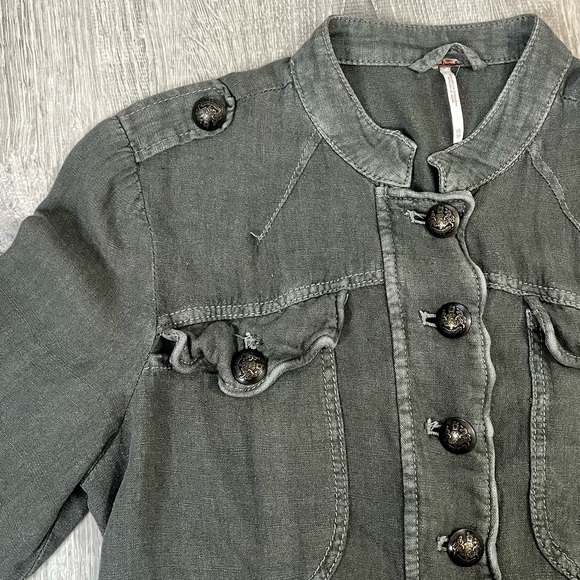 Free People XS Green Emilia Utility Military Blazer Jacket Urban Outfitters - Picture 4 of 15